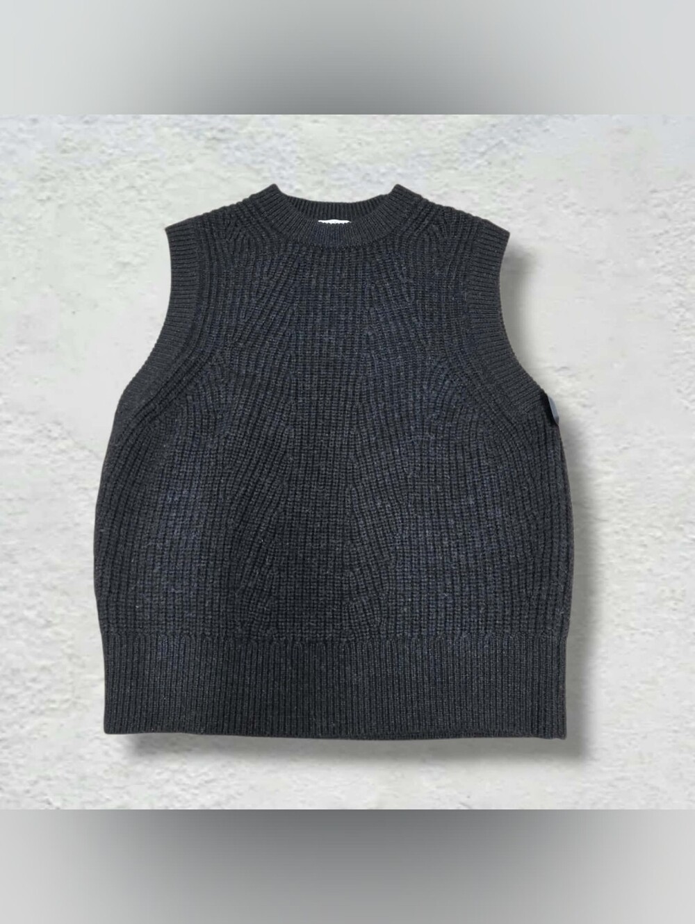 Ribbed Sleeveless Knit Vest in Charcoal Gray